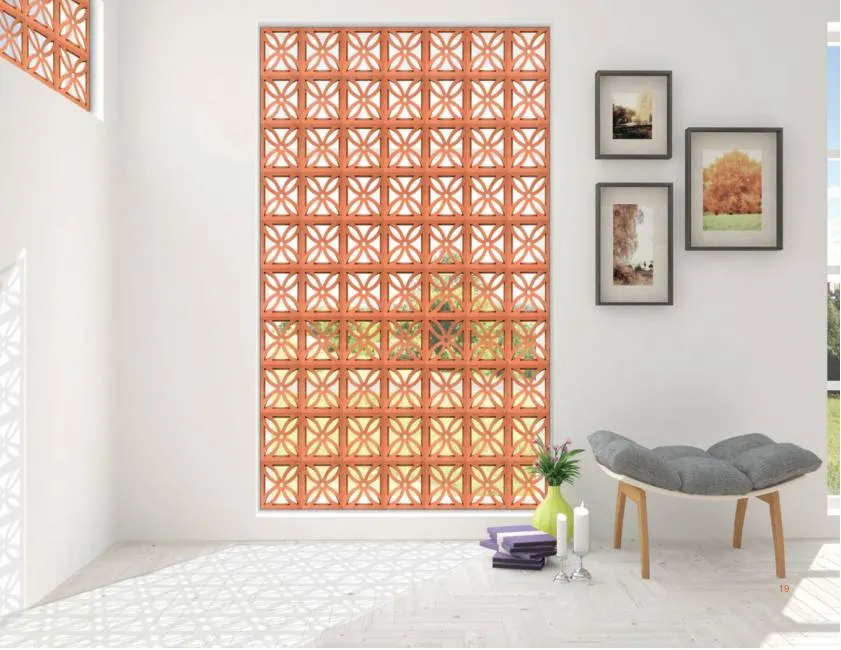 Amber terracotta jali in a finished application