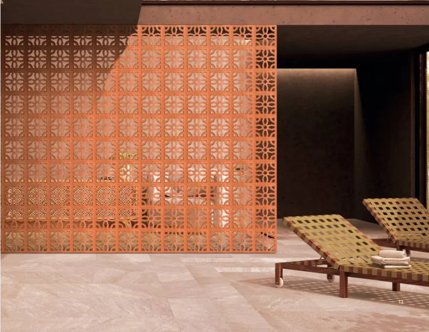 Rubi terracotta jali in a finished application